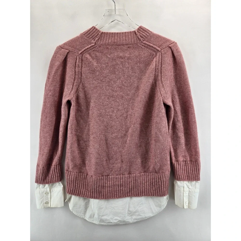 Brochu Walker Pink Wool Cashmere Layered Look Sweater Womens Medium Quiet Luxury